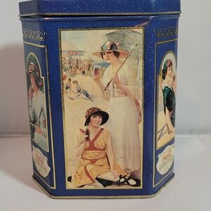 Coca Cola Blue Decorative Tin with Vintage Ladies Artwork